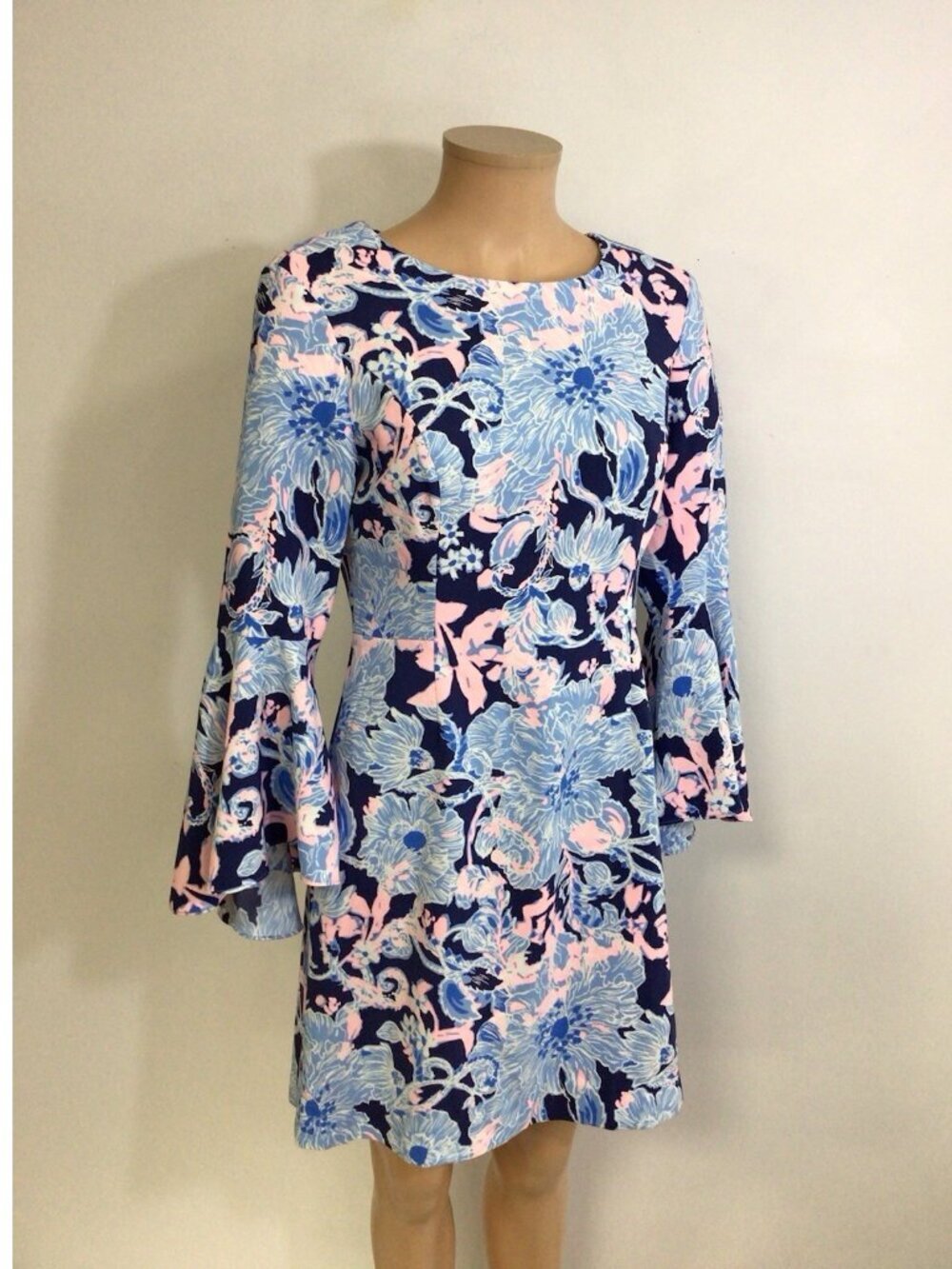 Lilly Pulitzer Floral Dress Bell Sleeves Womens 4
